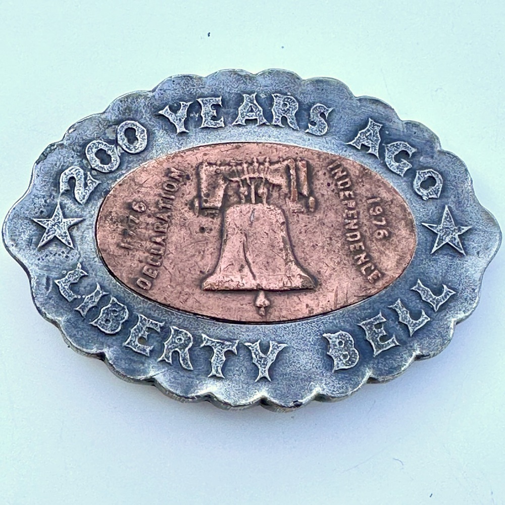 Vintage 1976 Liberty Bell two tone belt buckle